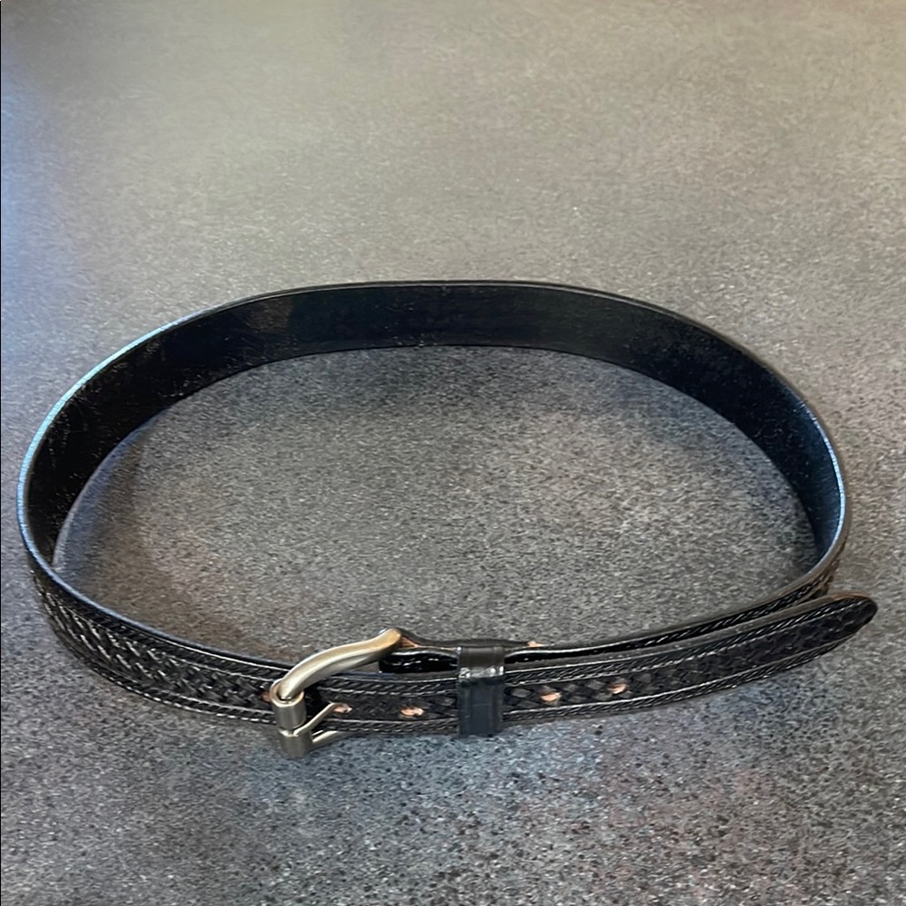 Black Leather Belt with Silver Buckle